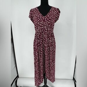 INGRID & ISABEL MATERNITY SLIPON DRESS‎ IN BURGUNDY & WHITE VERY SOFT WITH VNECK